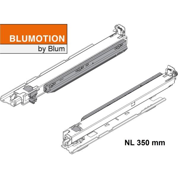 MOVENTO mit BLUMOTION, Vollauszug für Holzschubkasten Bodenmontage, Vollauszug, 40 kg, NL=350 mm, ohne Kupplungen, li/re